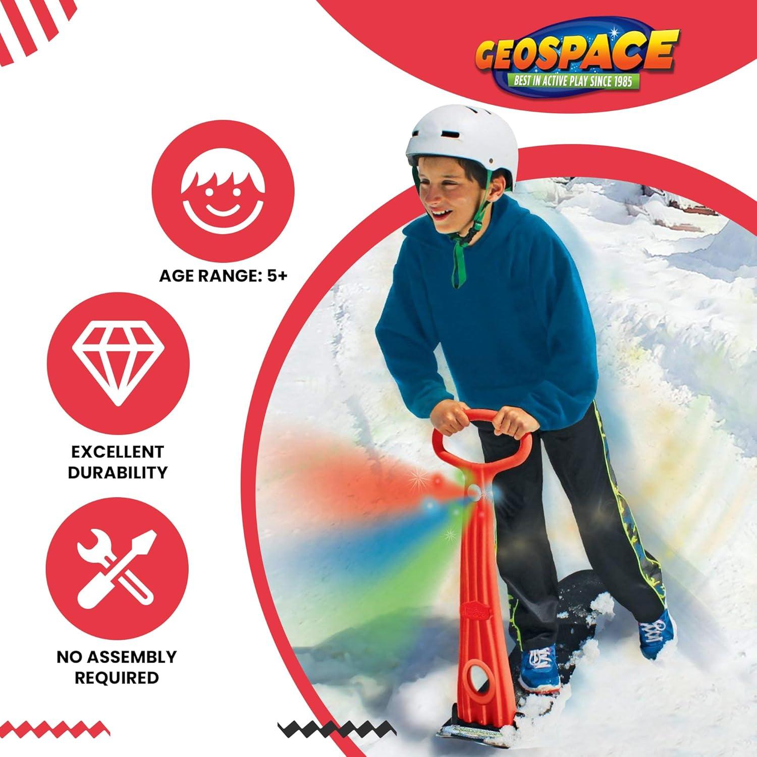 image:imageGeospace Winter Fun Foldable Snow Scooter Ski Skooter Snow Sled Kids Snowboard MultiPurpose Snow Skate for Ages 8 amp Up  Asstd Colors Red Blue or Green Two LED Lights Red Blue or Green