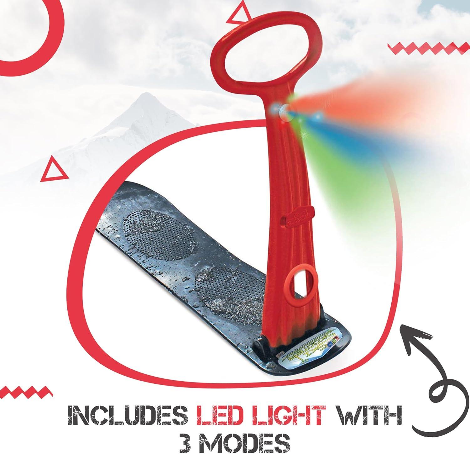 image:imageGeospace Winter Fun Foldable Snow Scooter Ski Skooter Snow Sled Kids Snowboard MultiPurpose Snow Skate for Ages 8 amp Up  Asstd Colors Red Blue or Green Single LED Light