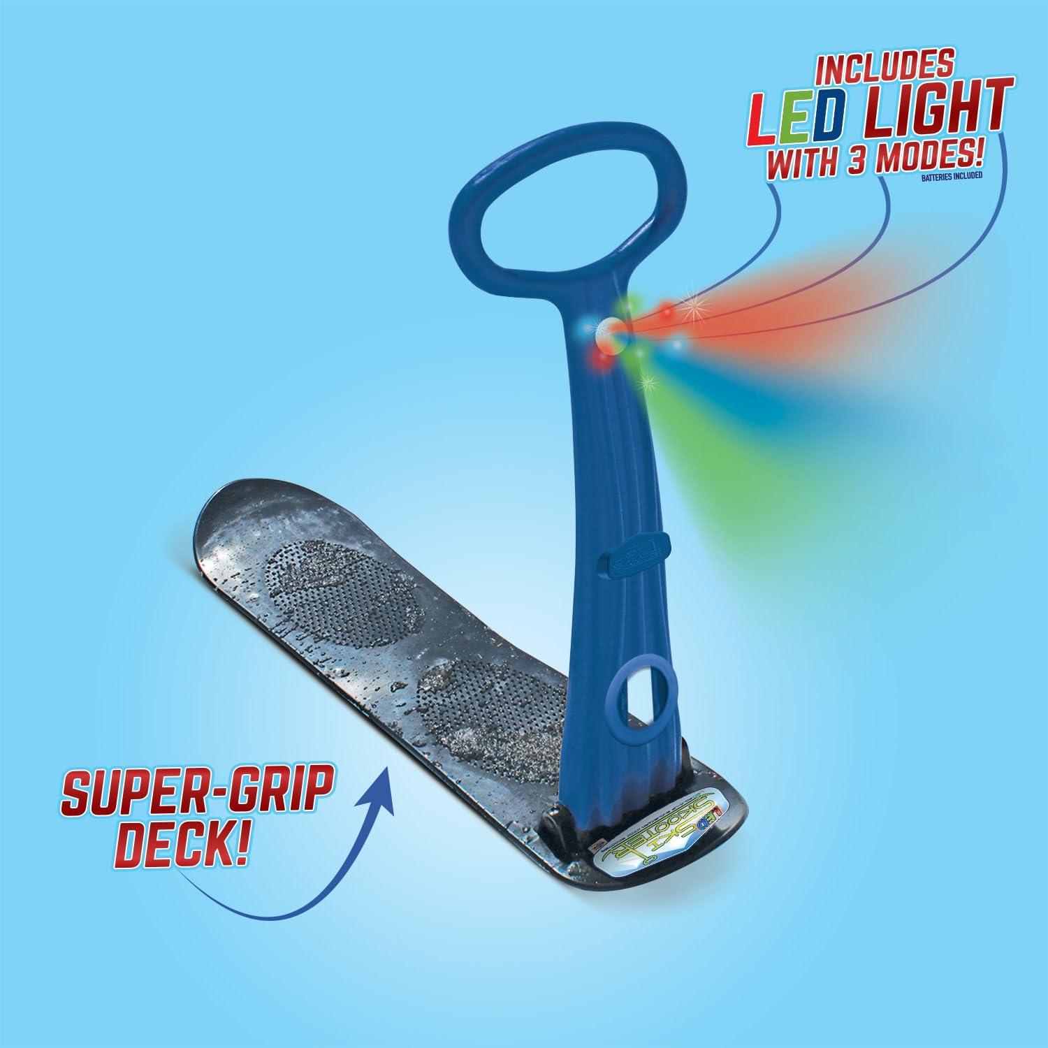 image:imageGeospace Winter Fun Foldable Snow Scooter Ski Skooter Snow Sled Kids Snowboard MultiPurpose Snow Skate for Ages 8 amp Up  Asstd Colors Red Blue or Green Single LED Light