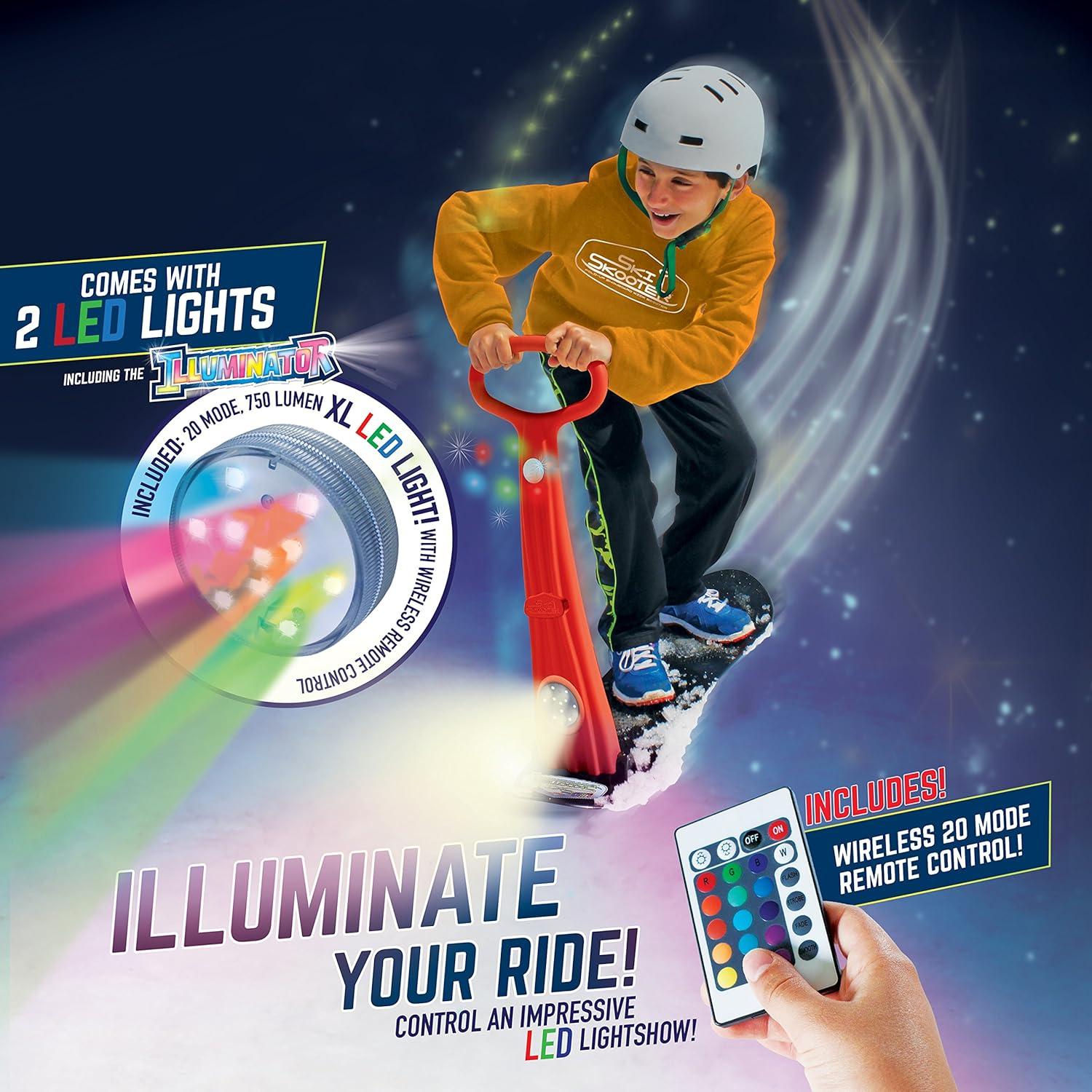 image:imageGeospace Winter Fun Foldable Snow Scooter Ski Skooter Snow Sled Kids Snowboard MultiPurpose Snow Skate for Ages 8 amp Up  Asstd Colors Red Blue or Green Two LED Lights Red Blue or Green