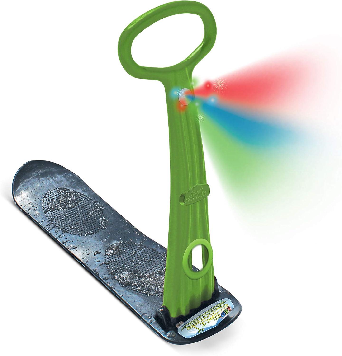image:imageGeospace Winter Fun Foldable Snow Scooter Ski Skooter Snow Sled Kids Snowboard MultiPurpose Snow Skate for Ages 8 amp Up  Asstd Colors Red Blue or Green Single LED Light