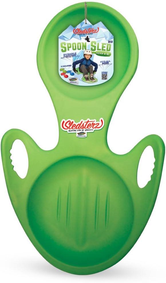 image:imageSledsterz Spoon Snow Sled by Geospace for Winter Sledding Fun 2Pack Assorted Colors Green Blue or Red