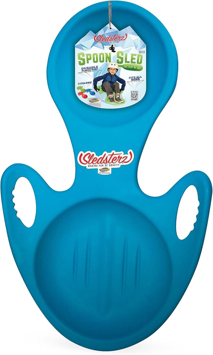 image:imageSledsterz Spoon Snow Sled by Geospace for Winter Sledding Fun 3Pack Assorted Colors Green Blue and Red