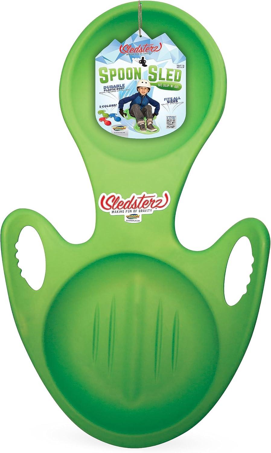 image:imageSledsterz Spoon Snow Sled by Geospace for Winter Sledding Fun 3Pack Assorted Colors Green Blue and Red