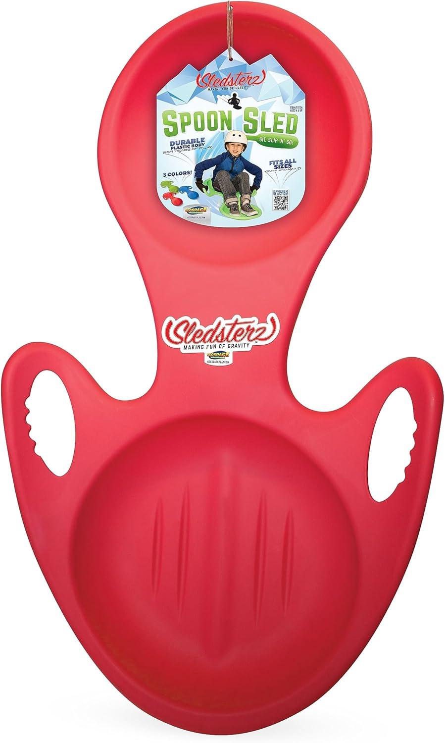 image:imageSledsterz Spoon Snow Sled by Geospace for Winter Sledding Fun 3Pack Assorted Colors Green Blue and Red