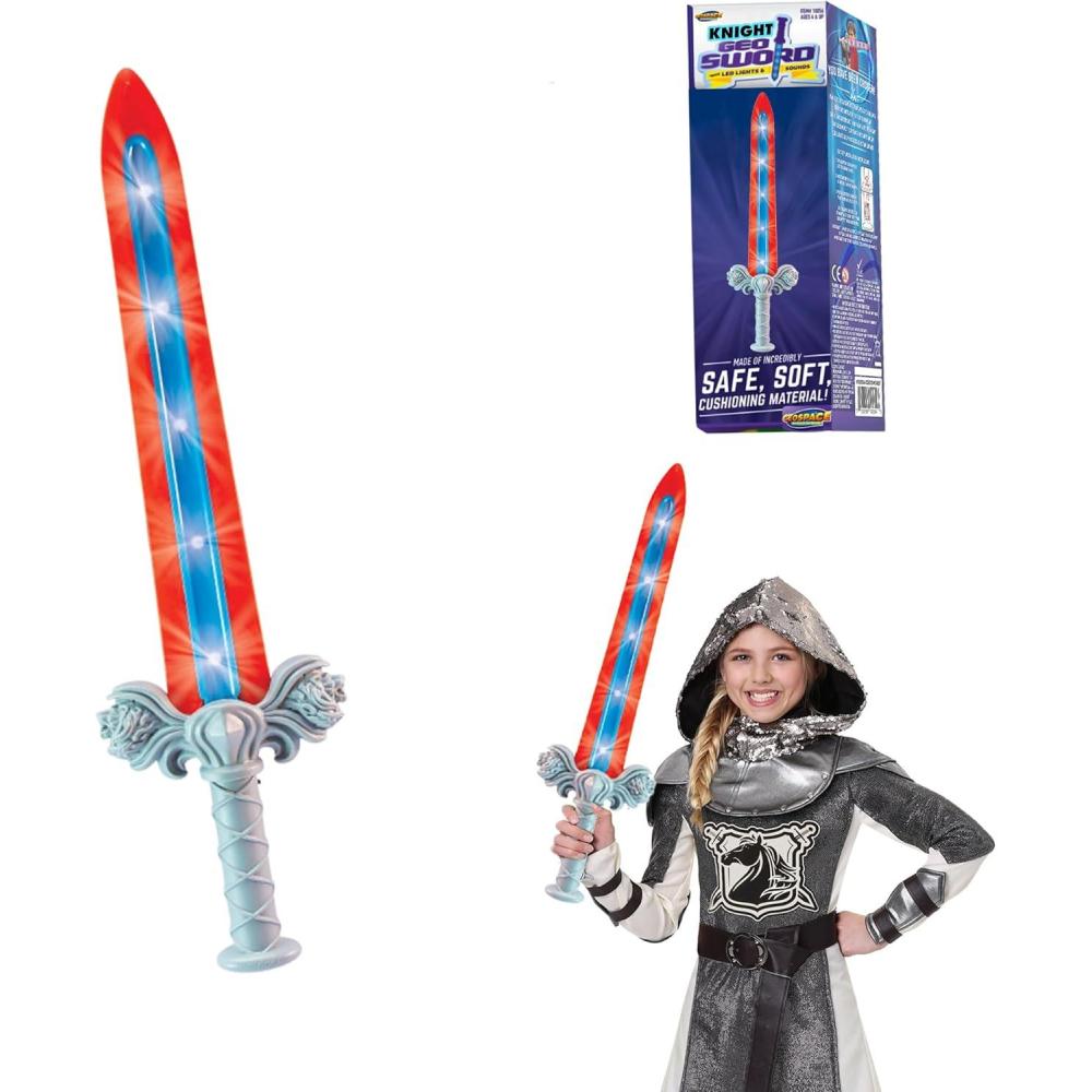 image:imageGeospace 23 Knight Geosword Soft amp Safe Dueling Toy Swords  2 Pack with Motion Activated LED Lights amp Movement Battle Sounds Green amp RedAssorted