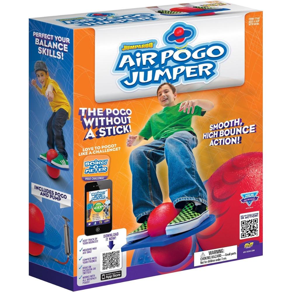 image:imageGeospace Original LED AIR POGO Jumper Deluxe with MotionActivated Lights Indoor or Outdoor Trick Bounce Board for Boys Girls Teens Ages 6 or up to 160 lbs Pump Included PurpleGreenRedBlue