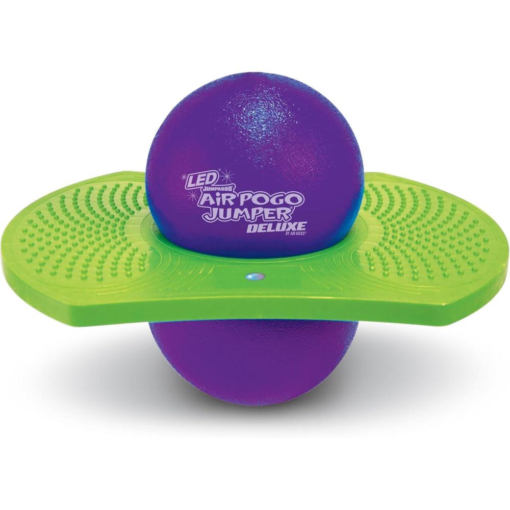 image:imageGeospace Original LED AIR POGO Jumper Deluxe with MotionActivated Lights Indoor or Outdoor Trick Bounce Board for Boys Girls Teens Ages 6 or up to 160 lbs Pump Included PurpleGreenPurpleGreen