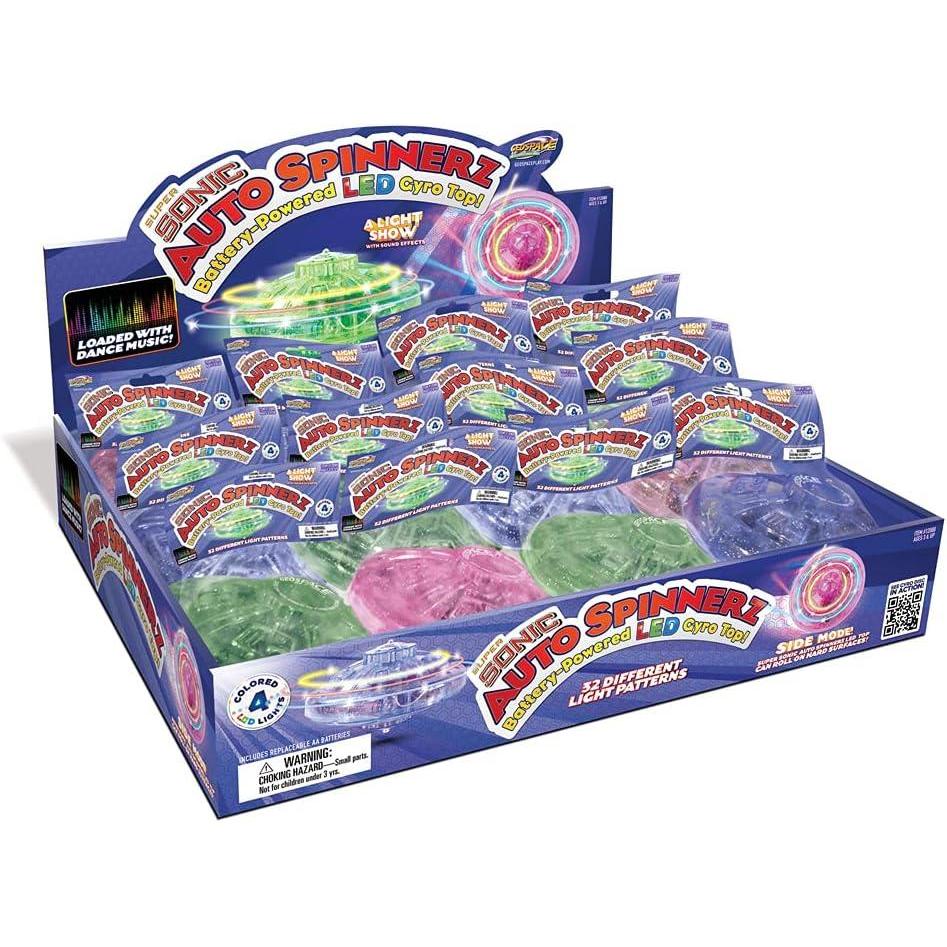 image:imageGeospace Super Sonic LED Auto Spinnerz SelfPowered Spinning Top 12Pack12Pack