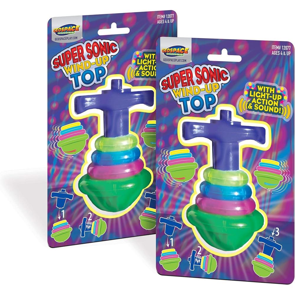 image:imageGeospace Super Sonic WindUp Spinning Tops with Light and Sound 2Pack