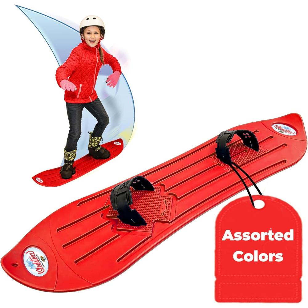 image:imageGeospace The Original Sledsterz Kids Beginner Snowboard  Comes in Assorted Colors of Either Red Blue or Green Single Assorted Color Snowboard