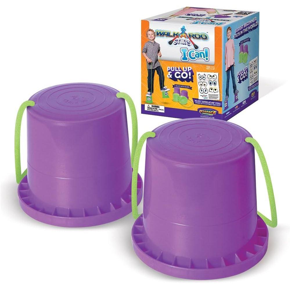 image:imageGeospace Walkaroo ICan Balance Walking Bucket Stilts with Adjustable Nylon Lines for Small Kids Ages 3 to 8  Indoor or Outdoor Safe Active Play amp Increased Coordination 1 Purple Pair
