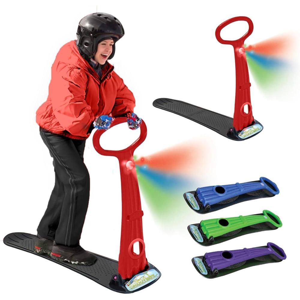 image:imageGeospace Winter Fun Ski Skate Foldable Snow Scooter Ski Skooter Snow Sled and Kids Snowboard with LED Light  MultiPurpose Portable Sandboard Snow Skate and KidsTeenager Sled for All AgesRed