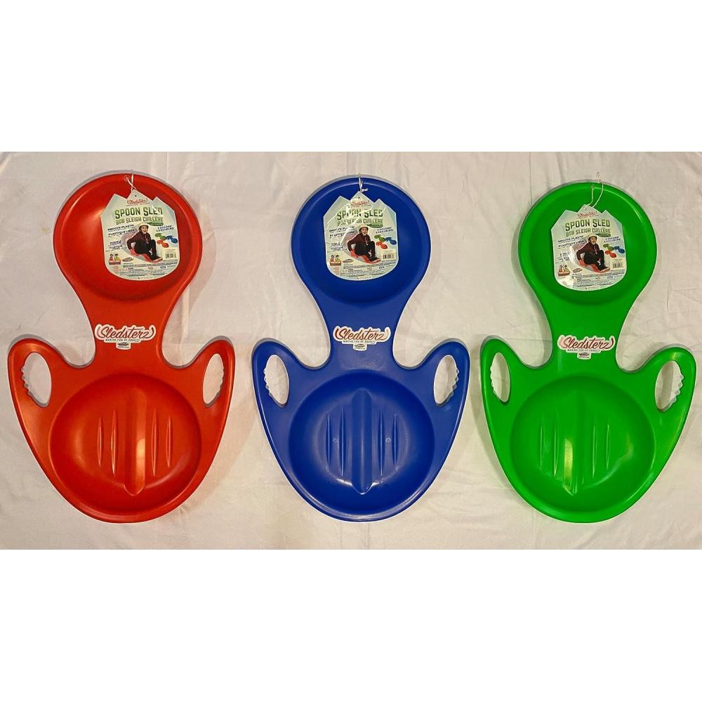 image:imageSledsterz Spoon Snow Sled by Geospace for Winter Sledding Fun 3Pack Assorted Colors Green Blue and Red