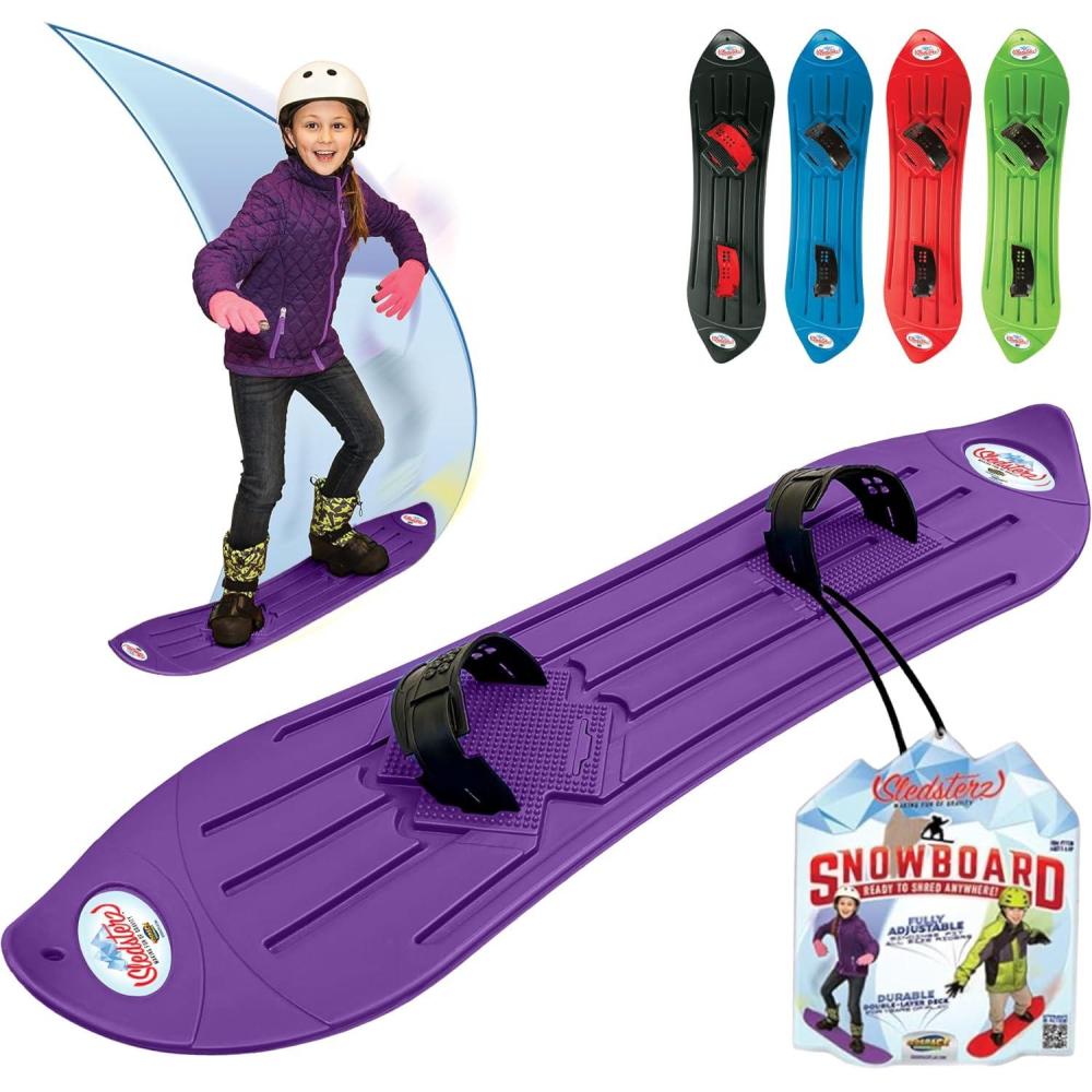 image:imageThe Original Geospace Sledsterz Kids Beginner Snowboard for Winter Fun on Snow with Adjustable Stepin Bindings for Kids Between 4 to 12 Years OldPurple