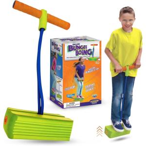 Geospace Jumparoo Deluxe LED Bungee Boing Foam Bouncing Toy – The Squeakiest, Easiest Pogo Ever! for Kids 3 Years & Up(Green)