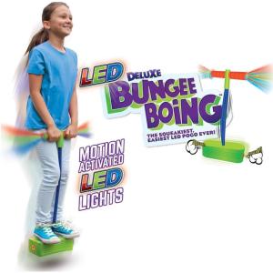 Geospace Jumparoo Deluxe LED Bungee Boing Foam Bouncing Toy – The Squeakiest, Easiest Pogo Ever! for Kids 3 Years & Up(Green With Led Lights)