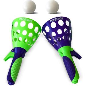 Geospace Original POP ‘N Catch Family Skill Game with 2 Launchers – Launch & Catch The Ball for Hours of Fun! Perfect for Backyard, Beach or Tailgate Parties! Outdoor or Indoor Fun for Kids & Adults(Single (set of 2))
