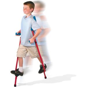 Geospace Original Walkaroo Durable Steel Stilts with Ergonomic Design for Easy Balance Walking & Active Play for Adults and Kids up to 220 lbs (Blue)(Red)