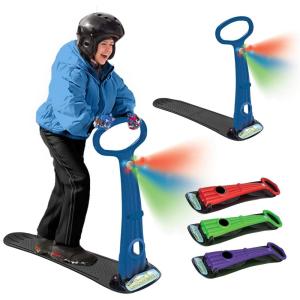 Geospace Winter Fun Ski Skate, Foldable Snow Scooter, Ski Skooter, Snow Sled, and Kids Snowboard with LED Light – Multi-Purpose Portable Sandboard, Snow Skate, and Kids/Teenager Sled for All Ages(Blue)
