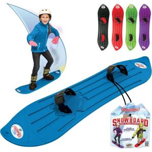The Original Geospace Sledsterz Kids Beginner Snowboard for Winter Fun on Snow, with Adjustable Step-in Bindings; for Kids Between 4 to 12 Years Old(Blue)